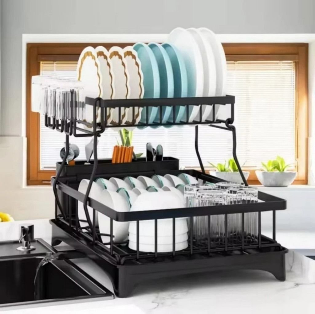 Detachable 2 Tier Dish Drying Rack with Drainboard, Rustproof Metal ...